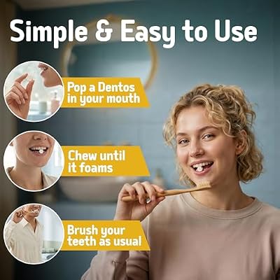 SuperBee Dentos Toothpaste Tablets, 14 Tabs, Fluoride Free & Eco Friendly, Travel Mouthwash Tablets, Sensitive Bites Kids Adults, Chewable Tablet, Spearmint