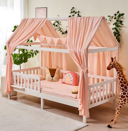 ALAVYA HOME® Hausbett 90x200 mit Rausfallschutz und Lattenrost |...