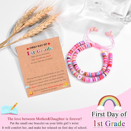 Image of Back to School /First Day of School Bracelet Gifts, First Day of Kindergarten Preschool First /Second Grade Bracelet Gifts, Colorful Adjustable Rope Bracelet for Girls