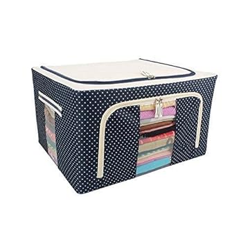 Foldable Clothes Living Box Combo Wardrobe Organizer Fabric Storage Boxes for Clothes, Saree Cover, Blanket Bag, 55L, Multi Colour, Multi Design (55 L)