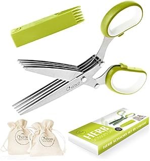 Chefast Herb Scissors Set - Multipurpose Cutting Shears with 5 Stainless Steel Blades