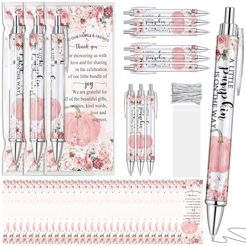 Souvenir de shower de bébé : 36 stylos citrouille rose et cartes de fête
