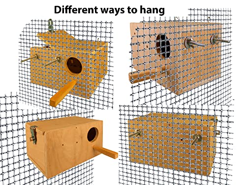 Image of CRIBFACTORY African Love Bird Breeding Box | Wooden Nesting Box for Birds | Durable Plywood | 10X6X6 INCH | Safe Non-Toxic | Easy to Mount | Aviary Nesting Box | Bird Breeding Nest