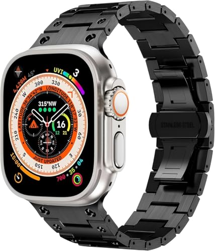 Image of 49mm 45mm 44mm 42mm Compatible Apple Watch Strap, Stainless Steel Link Metal Band for iWatch Ultra | Ultra 2 | Series 9 | 8 | 7 | 6 | 5 | 4 | 3 | 2 | 1 | SE & SE2