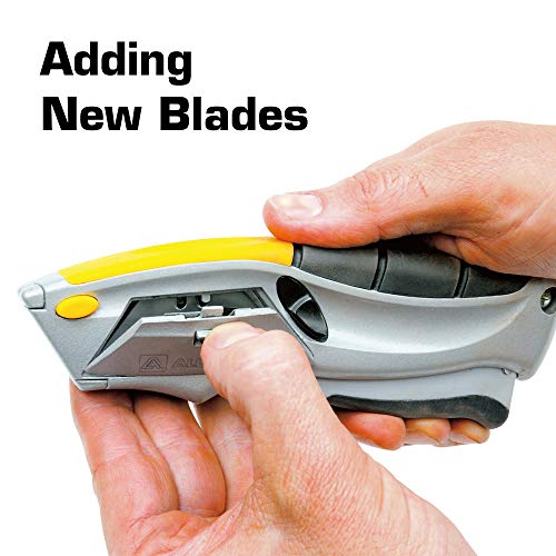 Alltrade Squeeze Utility Knife, Auto-Loading Squeeze, 6 Heavy-Duty Blades With Storage, Box Knives, Cut Tape Packaging - 150003 #TOP5