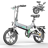 elektro klappfahrrad amazon ► Premium-Qualität und einfaches Faltdesign - (Faltgröße: 77 x 43 x 70 cm). Gehäuse aus Aluminium-Magnesium-Legierung, geringe Dichte, hohe Festigkeit, leicht und leicht zu tragen. Elektrische Fahrräder können schnell zusammengeklappt werden und sind einfach zu bedienen und zu lagern. Die maximale Nutzlast beträgt 120 kg. Integrierter 16-Zoll-Reifen aus Aluminiumlegierung, stärkerer Grip. Stoßdämpfung der Vorderradgabel und mittlere Stoßdämpfung, wodurch das Fahren komfortabler und stabiler wird