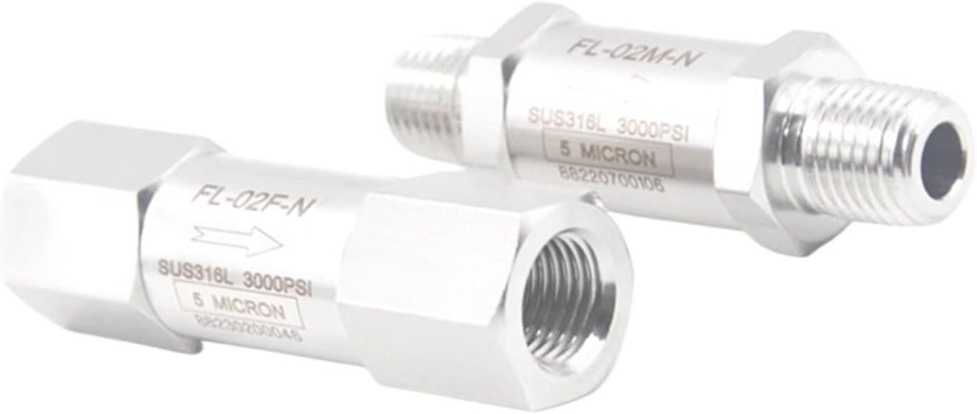 Stainless Steel 316 in-Line Filter 3000psig High Pressure Female NPT Male NPT 1/8" 1/4" 3/8" 1/2"(1/2",Male NPT Thread_Pore Size 10UM)