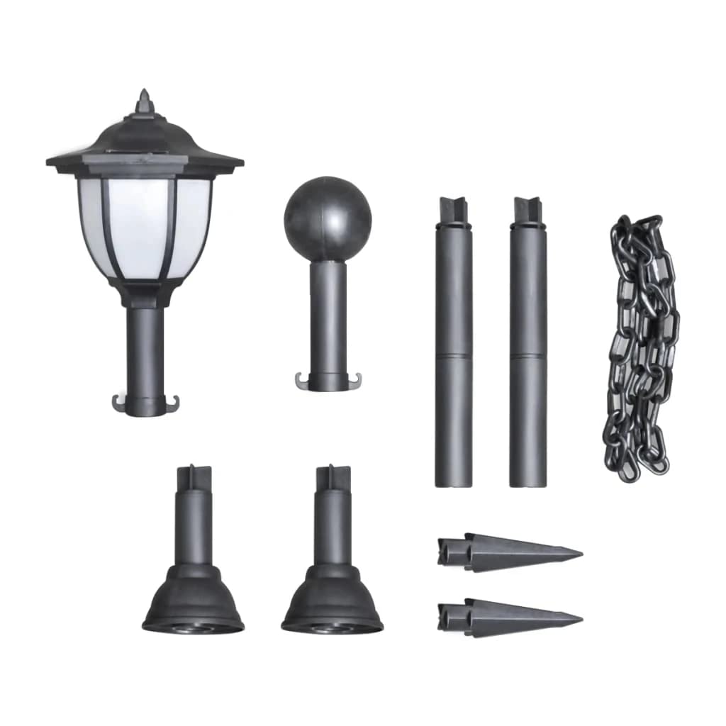 vidaXL 4X Lampioncini Solari da Esterni con Catena di Recinzione e Paletti Giardino Faretti Lampade Decorazione Luci Notturne Ecologiche Bianche