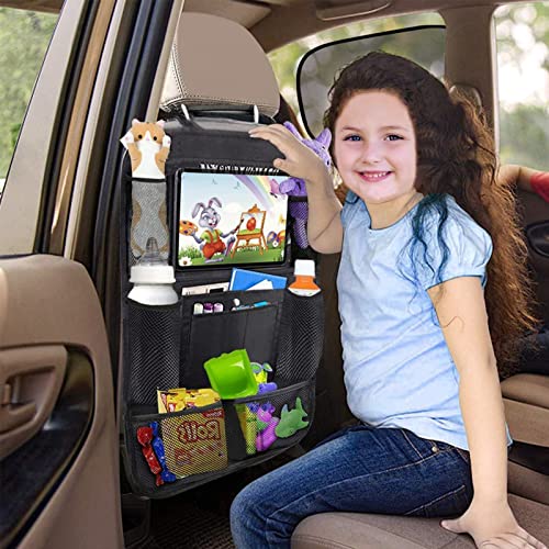Image of 2 Pcs Car Back Seat Organizer,Back Seat Kick Protector with Touch Screen Tablet Holder,Car Organizer Backseat for Kids,Car Road Trip Essentials Front Seat