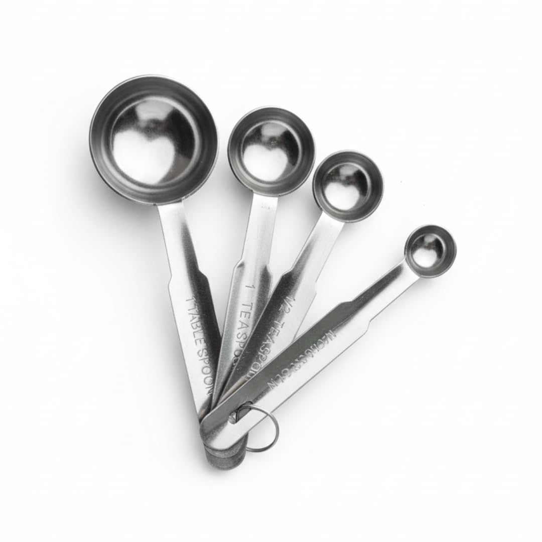 Human Hydro Stainless Steel Measuring Spoons Set – 4 Pieces | 1/4 TSP, 1/2 TSP, 1 TSP & 1 tbsp | Rust-Free, Durable & Dishwasher Safe | for Baking & Cooking-image-36