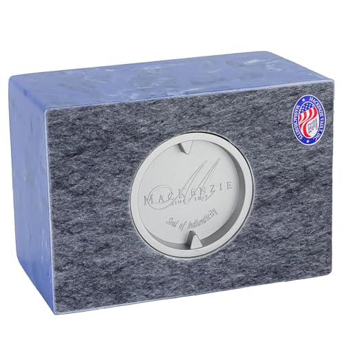Cobalt Classic Cultured Marble Cremation Urn for Ashes, Blue, Adult Sized Cremation Urn for Human Ashes, Ground Burial, Home Memorial and Funeral Cremation Urn