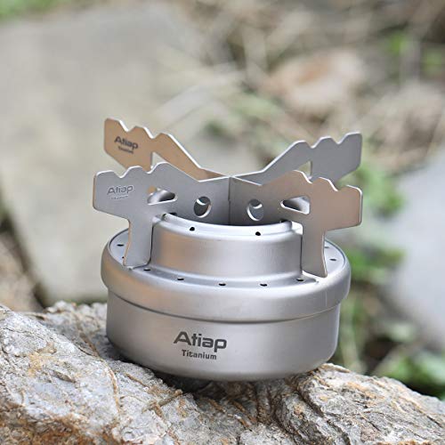 Atiap Alcohol Stove, Titanium Portable Camping Backpacking Hiking Stove With Cross Stand Carry Bag #TOP6