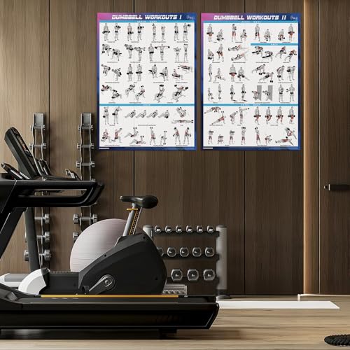 image for goremote Dumbbell Workout Poster Set (2 Pack) - Workout Charts for Hom