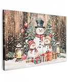 MuchoWow© Cuadros Decoracion Salon Modernos 90x60 cm Dormitorios Cuadro Decorativos Lienzos Decorativo Decoración Cabecero Cama Navidad Muñeco de nieve - Familia