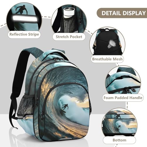 Toddler Backpack Kids Girls Bookbags Backpacks for School Giant Wave Surfer Kindergarten Preschool Elementary4