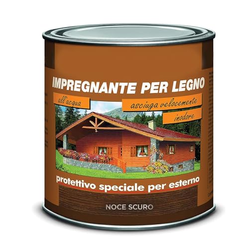 Paluplus Vernice Impregnante Protettivo per Legno da 750ml, Color Noce Scuro, Ravviva Protegge Impermealizza, Aspetto Semi-Lucido, Asciugatura Rapida, per Porte, Finestre, Persiane, Balconi -779M0,9