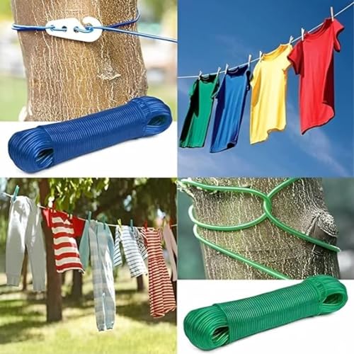 Image of Clothesline Rope, PVC Coated Steel, Multipurpose Indoor /Outdoor Use (Pack of 5 Ropes, 20 Meter)