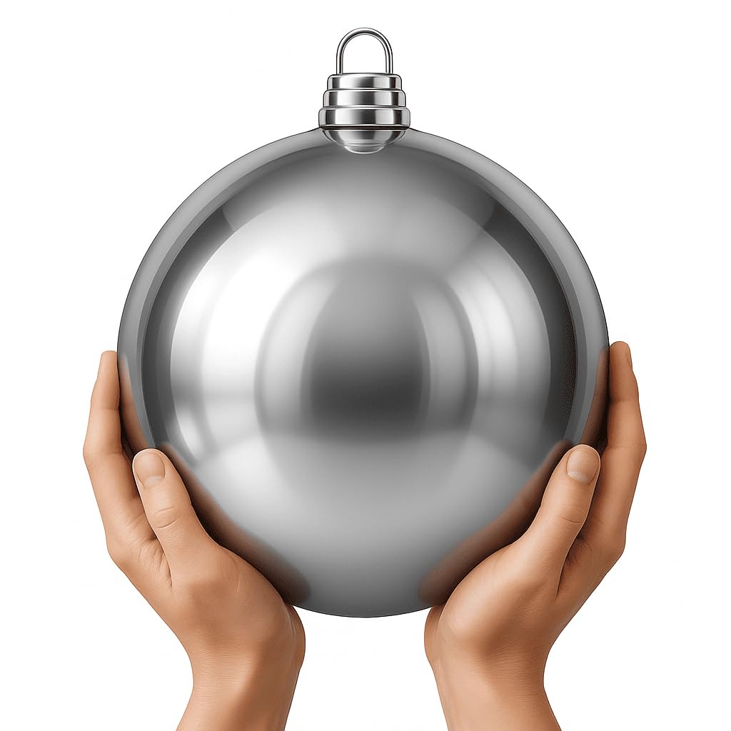 XXL Weihnachtskugeln 1 Stück - Christbaumkugeln - bruchsicher und stoßfester - Christbaumschmuck Ø 30cm Baumschmuck Weihnachten Deko - Silber glänzend