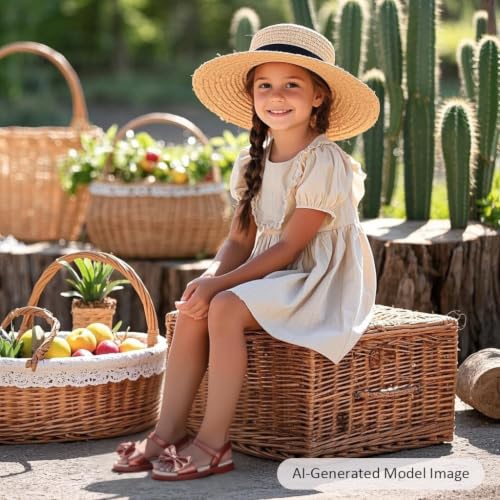 Image of Felix & Flora Toddler Girl Sandals - Little Girl Easter Dress Shoes Lightweight Open Toe Beach Holiday Flats