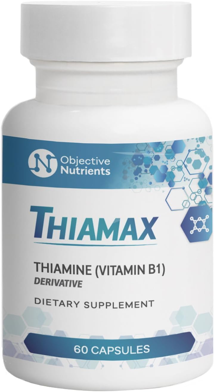 Objective NutrientsThiamax Vitamin B1 (Thiamine TTFD) Capsules, No Fillers or Flows, 100 mg (60 Count)