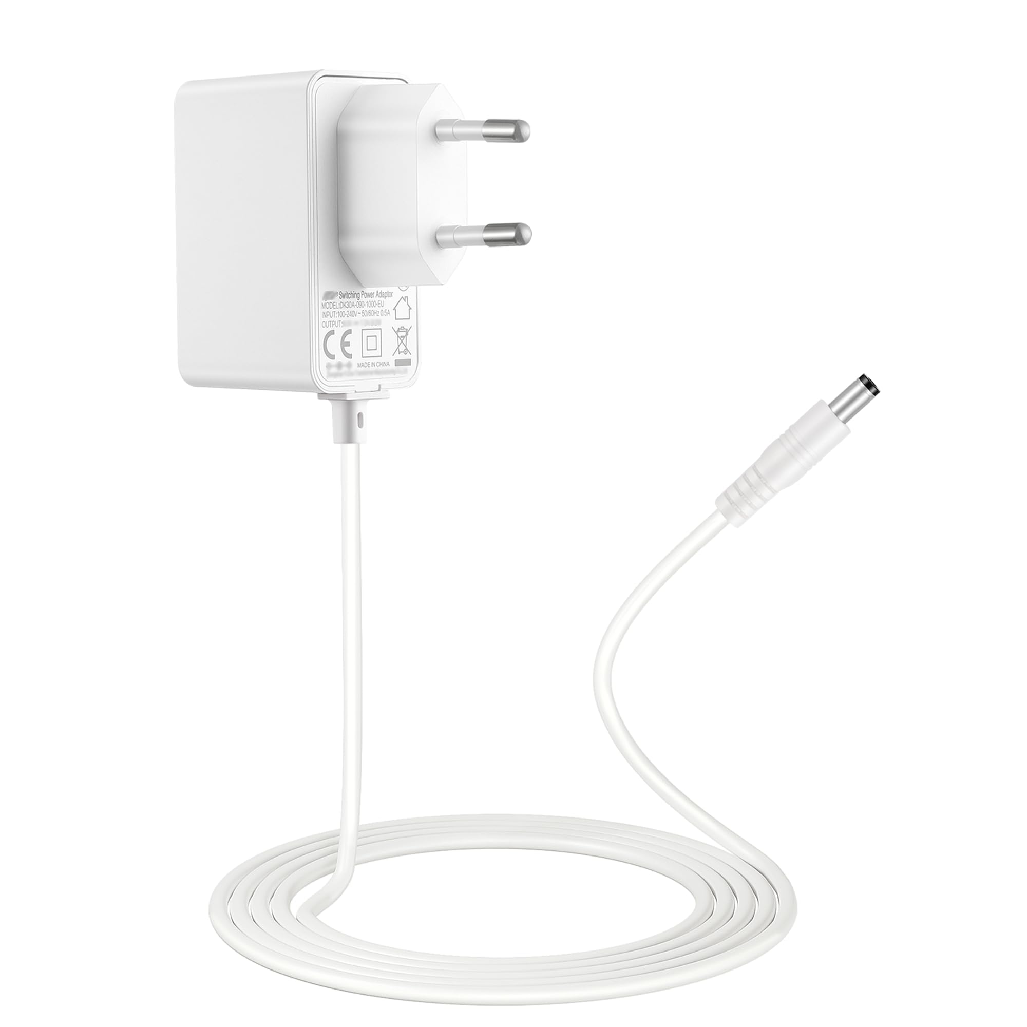 TONTON Ładowarka 9V 1A do TP-Link Tapo C200 C210 C100 WLAN IP C310 Outdoor WLAN, C320WS, TC60, TC70, bardzo długi kabel 3 m, biała