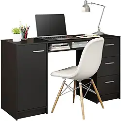 Escrivaninha Mesa para Computador Madesa Alaska 3 Gavetas 1 Porta - Preto