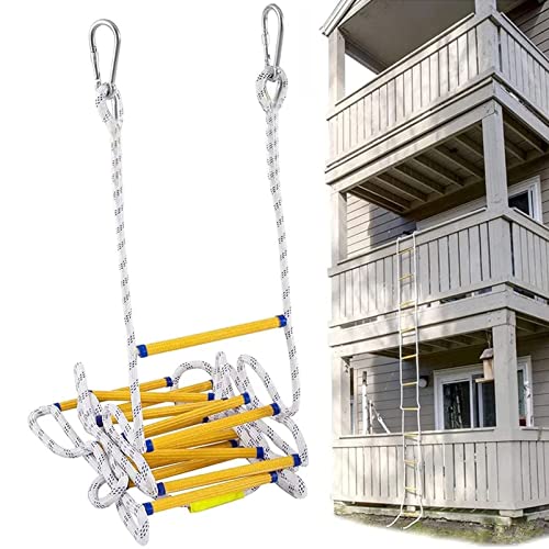 Emergency ladder, Fire Escape Rope Ladder, Emergency Fire Escape Ladders, 5M-30M Flame Resistant Safety Rope Ladder with Hooks for Kids and Adults Escape from Window and Balcony,16FT/5M