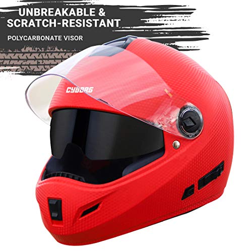 Image of Steelbird Rox Cyborg ISI Certified Full Face Helmet for Men and Women with Inner Smoke Sun Shield and Outer Clear Visor