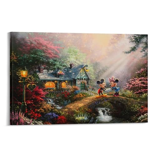 Thomas Kinkade トーマス・キンケイド 絵画 ディズニー 素晴らしいペインティング・ポスター (3) 印刷 ポスター キャンバス ウォールアート 画像 絵画 現代 芸術 壁の絵 け ソファの背景絵画12x18inch(30x45cm)