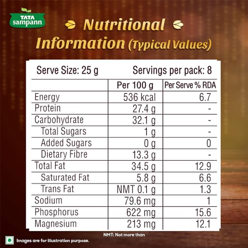 Image of Tata Sampann Protein 7-in-1 Seed & Nut Mix | Contains Roasted Pumpkin, Watermelon, Sunflower, Flax, Chia, Sesame Seeds & Soya nuts | Rich in Protein, Magnesium, Phosphorous & Dietary Fibre | 200g