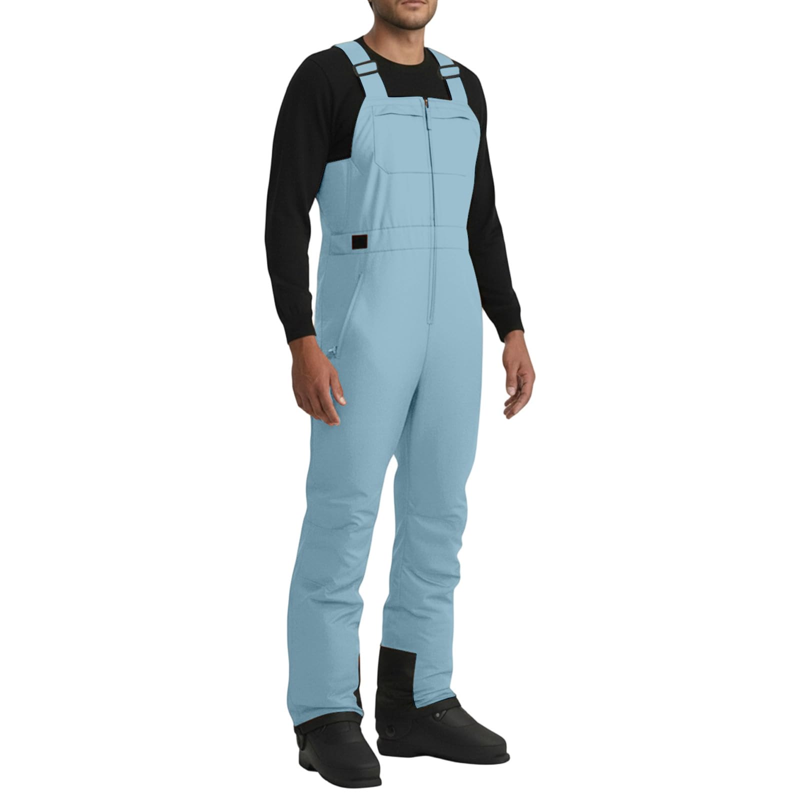 Pantalones de esquí para hombre impermeables térmicos softshell con tirantes 7
