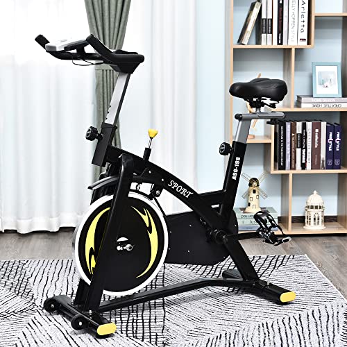 Homcom Fietstrainer, hometrainer, fitnessfiets met traploze weerstand, vliegwiel van 10 kg, lcd-display, indoor cycling bike, in hoogte verstelbaar, staal, 47 x 120 x 104,5-117 cm - Afbeelding 3