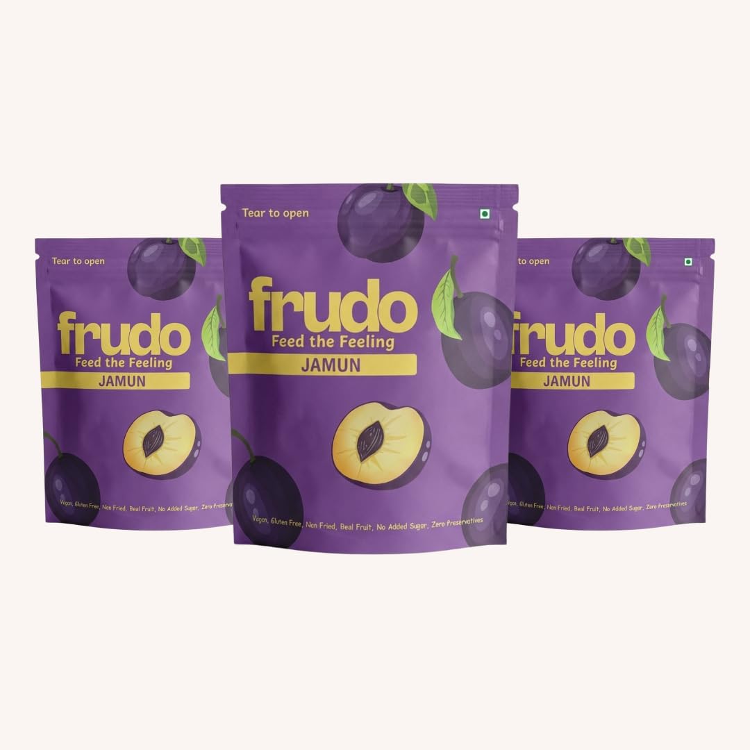 FRUDO Freeze Dried Jamun Bites | Real Fruit Snack | No Added Sugar | Non Fried | Vegan | Gluten Free | Crunchy Jamun for Kids, Smoothies, Desserts & Travel Snacking (Pack of 3)-image-29