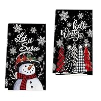 Torchons De Noël - Lot De 2, 43x66 Cm, Motifs Festifs, Microfibre Absorbante, Pour La Cuisine