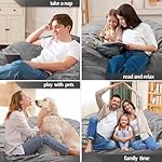 Homguava 5FT Bean Bag Chair Giant BeanBag with Memory Foam Filled, Comfy Bean Bag Chairs for Adults, Adult Bean Bag Chair with Dutch Velvet Cover for Living Room Bedroom-Grey - Image 5