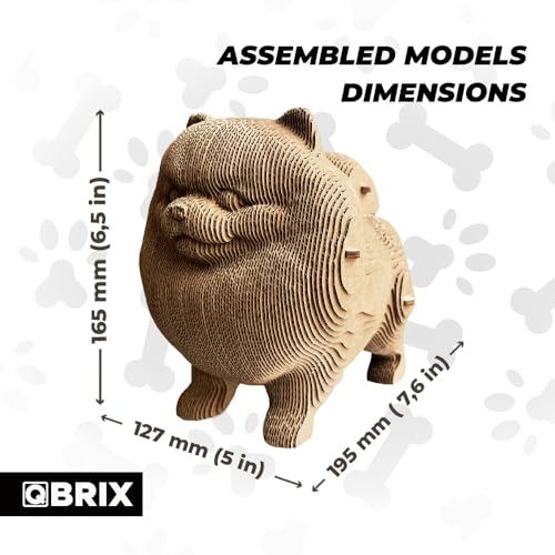 Image of QBRIX Pomeranian 3D Puzzles for Adults, 3D Puzzles for Adults, 3D Model Kit for Teens, DIY Crafts for Home Decor, Original Gift for Boys&Girls 14+, Cardboard Model Building Kit