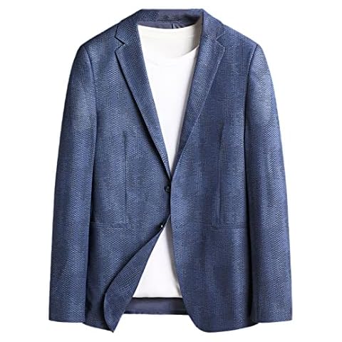 Men Clothing Spring Summer Thin Suit Jacket Breathable Men's Stretch Slim Fit Youth Suit Men's Casual Top Blue 195(XXXXL) Cover