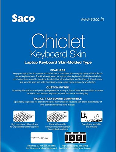 Image of Saco Keyboard Protector Silicone Skin Cover Compatible with Lenovo G50-80 80E502UKIN 15.6-inch Laptop - Black