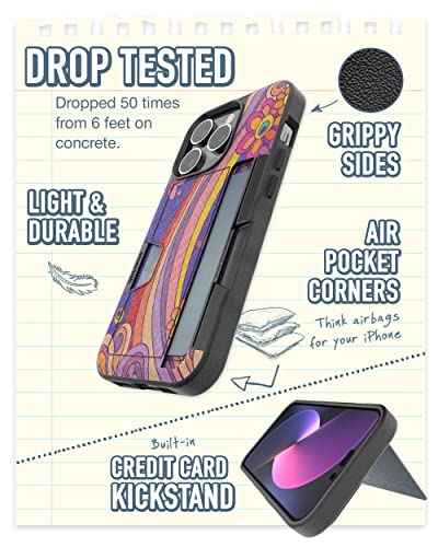 Image of Smartish iPhone 14 Pro Wallet Case - Wallet Slayer Vol. 2 [Slim + Protective] Credit Card Holder w /Kickstand - Drop Tested Hidden Card Slot Compatible w /Apple iPhone 14 Pro - Groovy, Baby