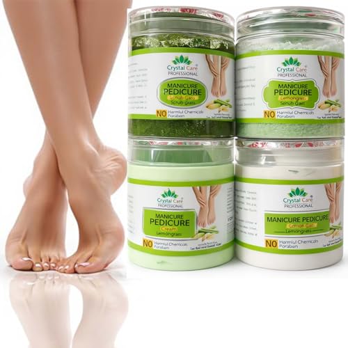 Image of Professional Manicure Pedicure Kit - Lavender Spa Combo | Salt, Scrub Gel, Cream & Pack | Paraben Free | Salon Professional Foot & Hand Care | Soft & Smooth Skin (Lemongrass Extract)