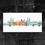 Kunstbruder Lübeck Skyline - Light (div. Grössen) - Kunst Druck auf Leinwand 80x160cm
