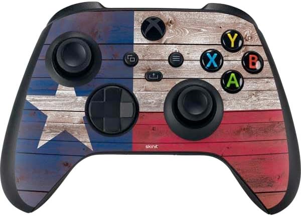 Skinit Decal Gaming Skin Compatible with Xbox Series X Bundle - Texas Flag Dark Wood Design