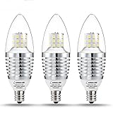 3 Pack LOHAS Dimmable LED Candelabra Bulb, 7 Watt Soft White 3000K, 65-70 Watt Light Bulbs Equivalent, E12 Candelabra Base,120V 680 Lumens, Torpedo LED Bulbs for Home Light