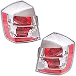 Brock Replacement Driver and Passenger Taillights Tail Lamps with Chrome Bezels Compatible with 2007-2009 Sentra 26555ET00B 26550ET00B