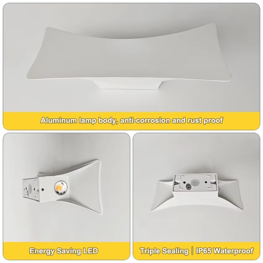 Lampa ścienna LED - wklęsłe aluminiowe oświetlenie zewnętrzne do ogrodu, ganku, przedpokoju, czarno-białe oświetlenie dekoracyjne, nowoczesny styl