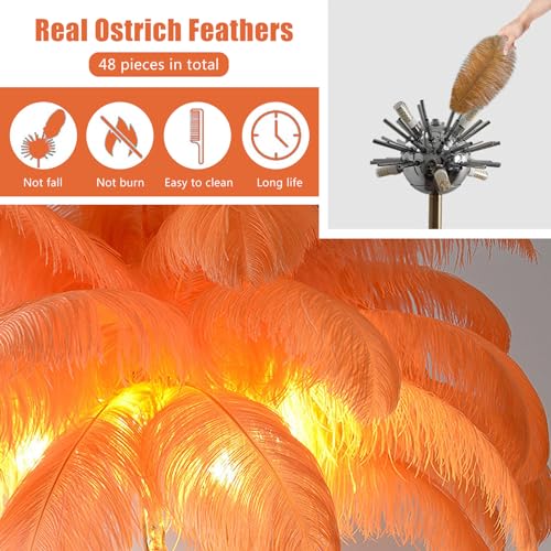 Lámpara de pie de plumas decorativa e iluminación elegante para dormitorios modernos 2