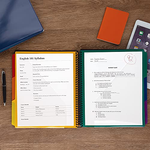 Samsill 24 Pocket Spiral Project Organizer With 12 Dividers, Customizable Front Cover, Erasable Write On Tabs In Assorted Colors, Plastic Folders With Pockets #TOP4