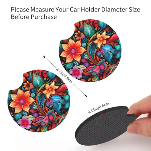 Portavasos para carro set de 2 con diseño floral boho miniatura 3