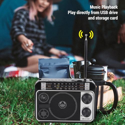 Radio portátil AM FM con Bluetooth y diseño retro miniatura 4