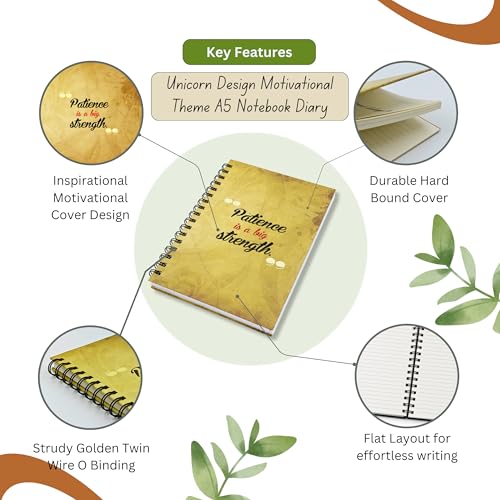 Image of Motivational Notebook Diary A5 Size (15 x 21 cm), 192 Pages Hard Bound Spiral Journal with Daily & Monthly Planner, Inspirational Patience Quote Cover, Twin Wire Bound Ruled Writing Notebook for Students, Women & Professionals